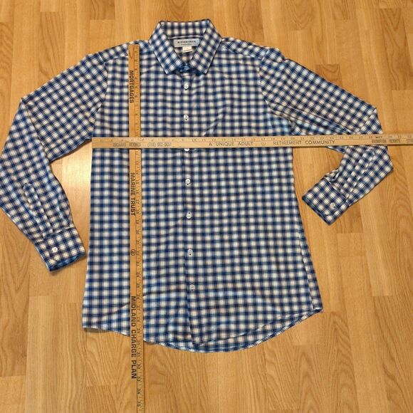 Mizzen+Main Button Up Shirt Mens Large Blue White Leeward Performance Trim Fit - Picture 2 of 8